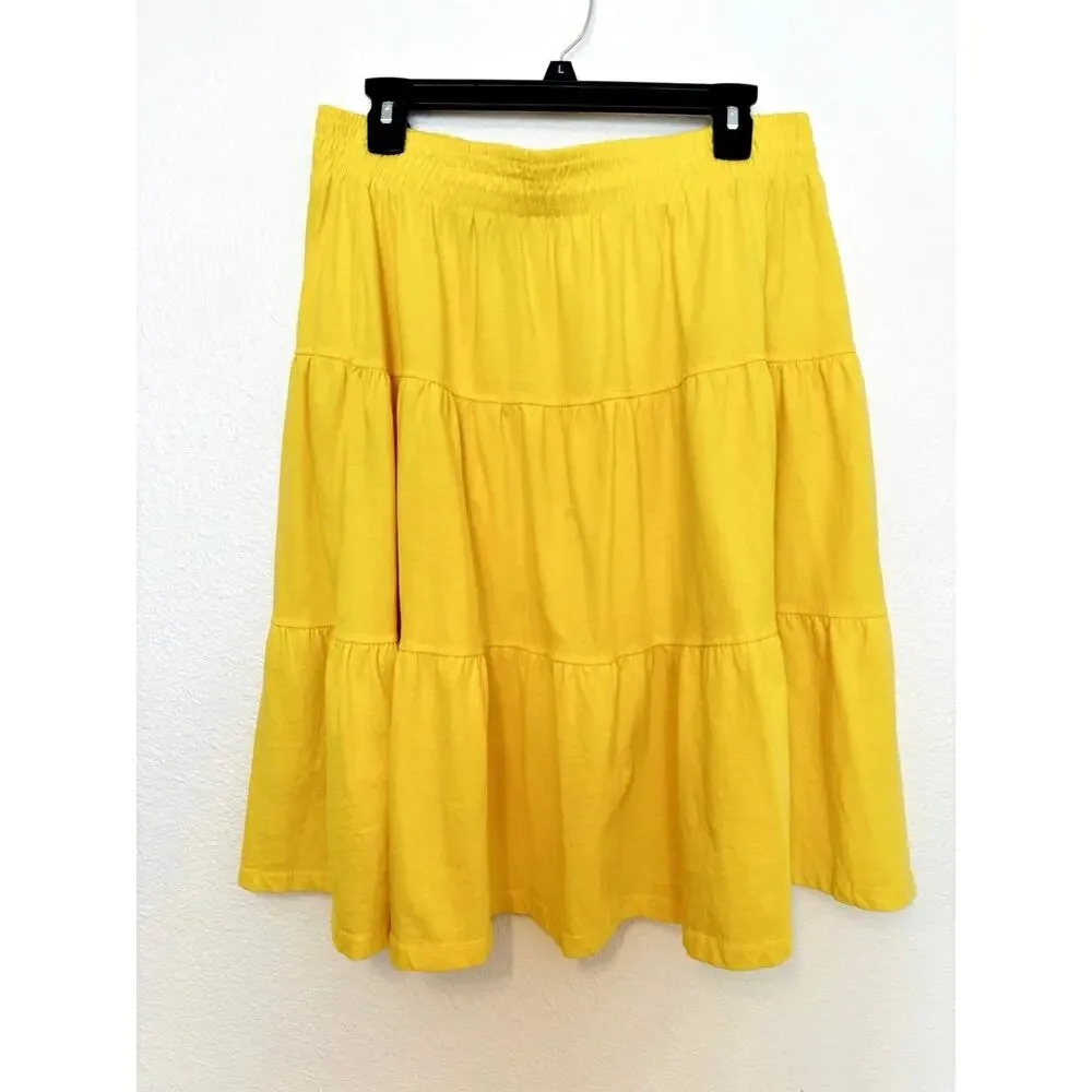 Woman Within Yellow Elastic-Waist Knit Tiered Boho Peasant Skirt- sz 14-16 M - Picture 6 of 6